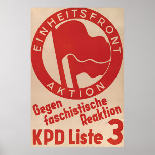Poster Cartaz Eleitoral do KPD Alemão Unificado contra o