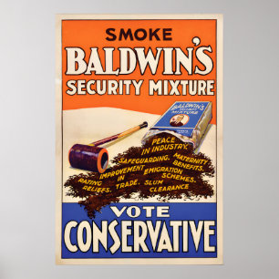 Poster Cartaz Eleitoral Partido Conservador Britânico Fum