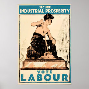 Poster Cartaz Eleitoral Partido Trabalhista Assegura Indu