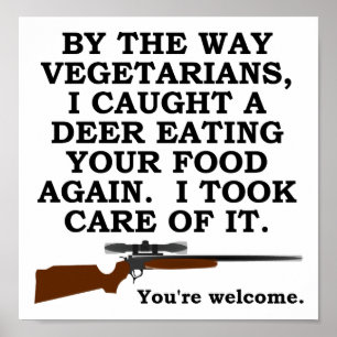 Poster Cartaz Engraçado de Caça Favorito de Vegetarianos