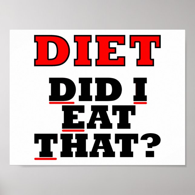 POSTER CARTAZ ENGRAÇADO DE DIETA (Frente)