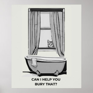 Poster Cartaz Engraçado de Gato - "Posso Ajudar a Enterra