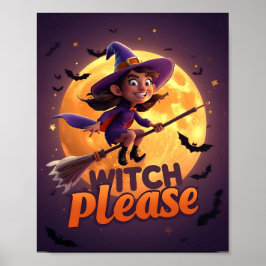 Poster Cartaz engraçado de Halloween - Witch Please