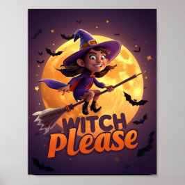 Poster Cartaz engraçado de Halloween - Witch Please
