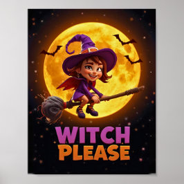 Poster Cartaz engraçado de Halloween - Witch Please