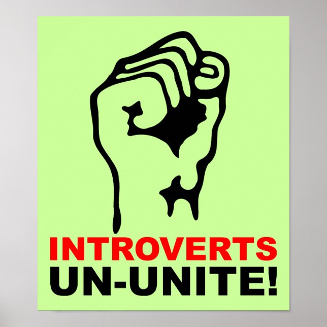 Póster Cartaz Engraçado de Sinal de Introvertidos Desunid (Frente)