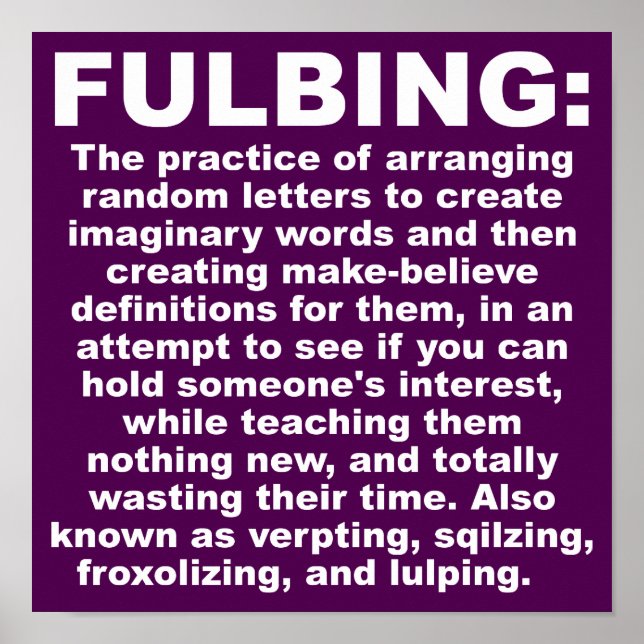 Póster Cartaz Engraçado de Sinal Fulbing (Frente)