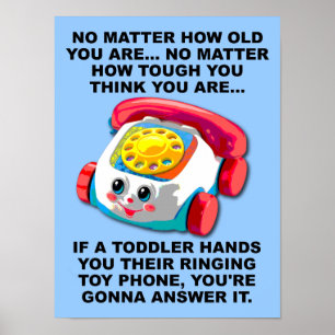 Póster Cartaz Engraçado de Telefone para Criança Pequena