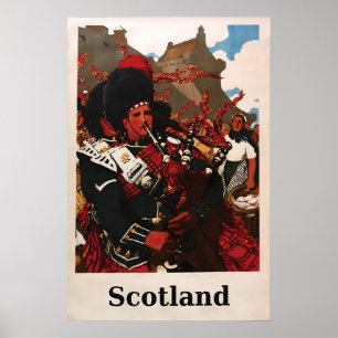 Poster Cartaz Escócia Gaita de Foles Tartan Highlanders