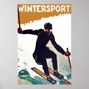 Poster Cartaz Esportes de Inverno Salto de esqui Esqui Vi