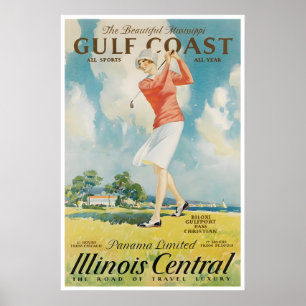 Poster Cartaz Esportivo de Golfe Retro Arte de Viagem de