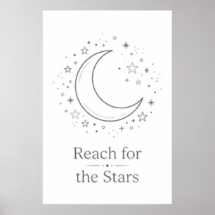 Poster Cartaz Estético da Lua Alcançar as Estrelas