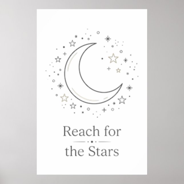Poster Cartaz Estético da Lua Alcançar as Estrelas (Frente)