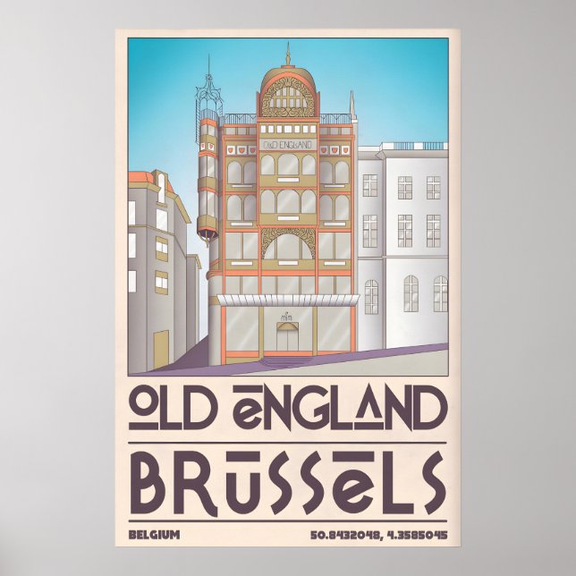 Poster Cartaz Estilizado da Cidade de Bruxelas (Frente)