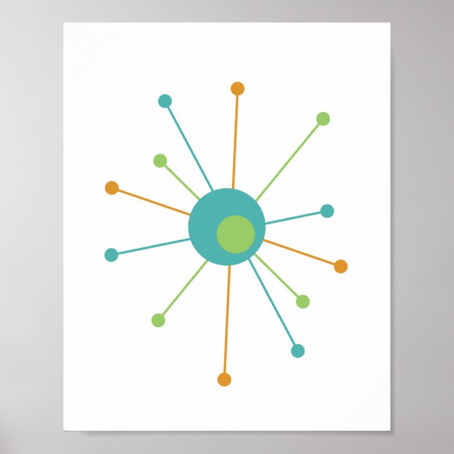 Póster Cartaz Estilo Meados do Século Moderno com Estrela (Frente)