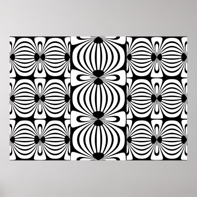 Poster Cartaz Estilo Preto e Branco Abstrato Bloom 3 (Frente)