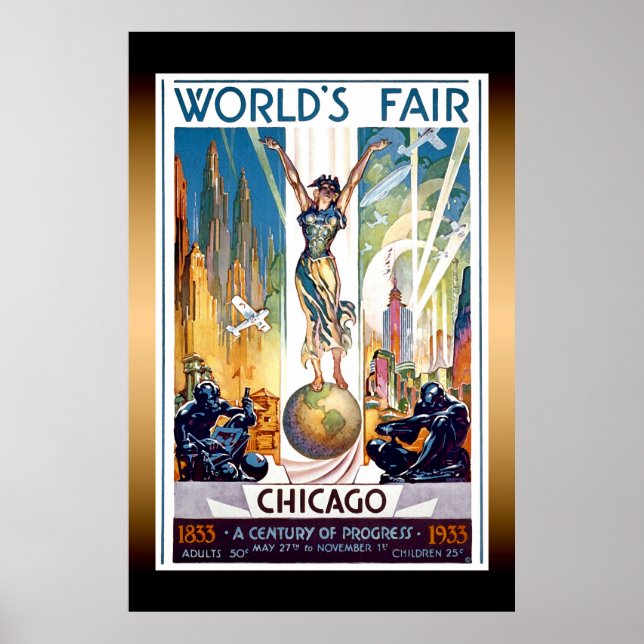 Póster Cartaz Extra Grande da Feira Mundial de Chicago (Frente)