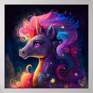 Poster Cartaz Fantasia Unicórnio Galáxia