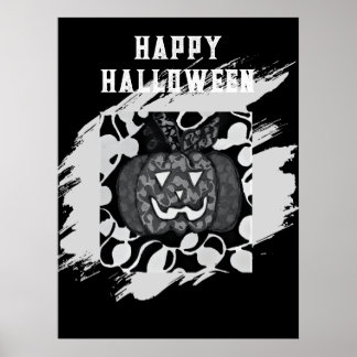 Poster Cartaz Feliz Halloween com Desenho de Abóbora