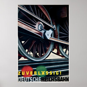 Poster Cartaz -Ferrovias Alemãs Confiáveis- 1936 Trem a v