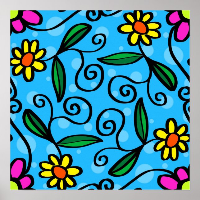 Poster Cartaz Floral Abstrato (Frente)