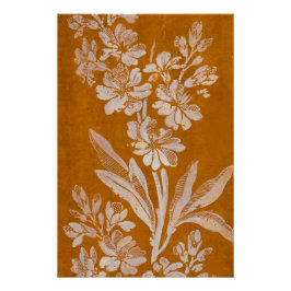 Póster Cartaz Floral Branco Botânico Vintage em Marrom – 