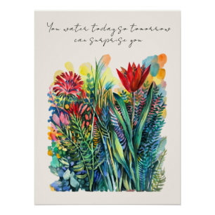 Póster Cartaz floral em aquarela com citação