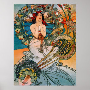 Poster Cartaz Floral Feminino Art Nouveau Vintage de Much