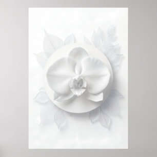 Poster Cartaz Floral Monocromático Mínimo de Orquídea Bra