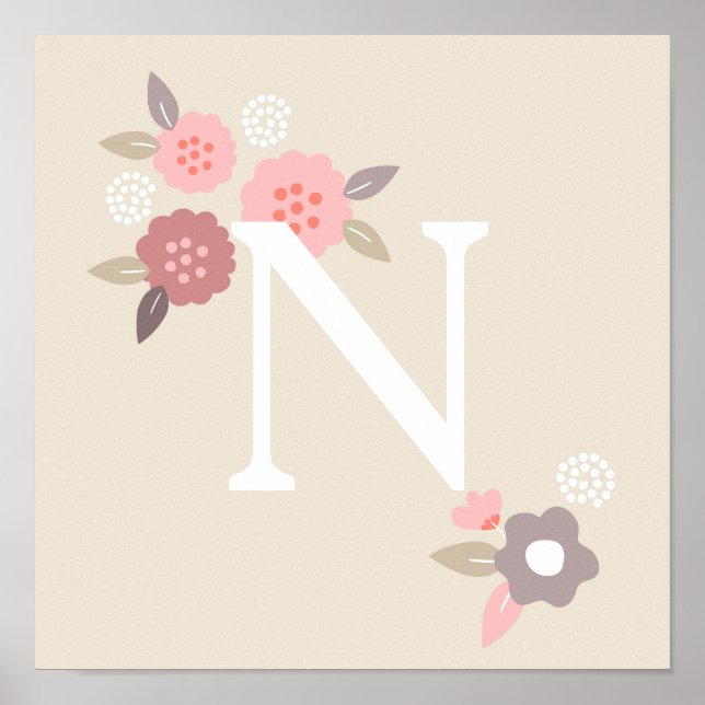 Poster Cartaz floral monograma (Frente)