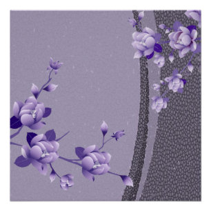 Póster Cartaz Floral Roxo