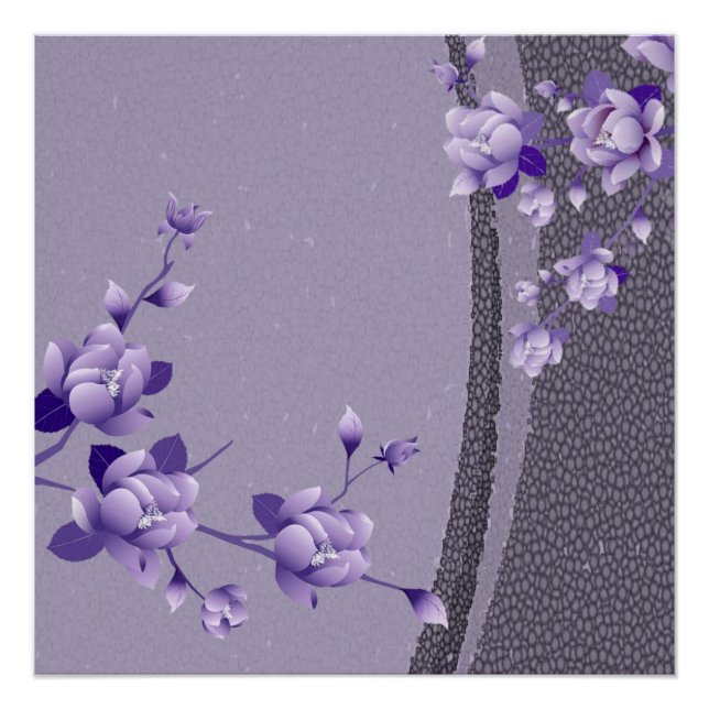 Póster Cartaz Floral Roxo (Frente)