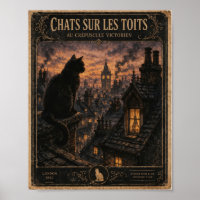 Cartaz Gato Preto Vintage Londres Vitoriano