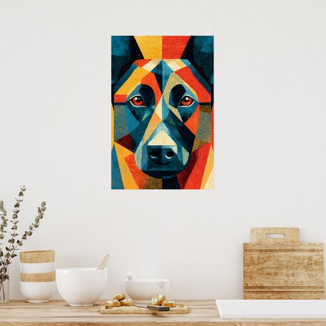 Poster Cartaz Geométrico Abstrato do Malinois Belga (Cozinha)