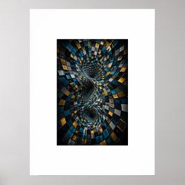 Poster Cartaz Geométrico Mosaico 3D Infinity Warp