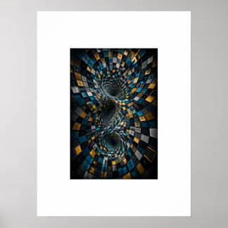 Poster Cartaz Geométrico Mosaico 3D Infinity Warp
