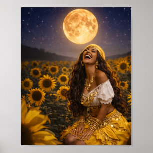 Poster cartaz gitano amarelo (brilhante) arte cigana