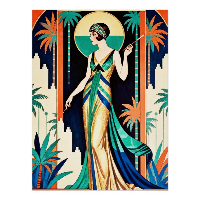 Póster Cartaz Glamouroso Art Déco Adorável. (Frente)