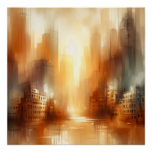 Póster Cartaz Glossy de Paisagem Urbana Abstrata