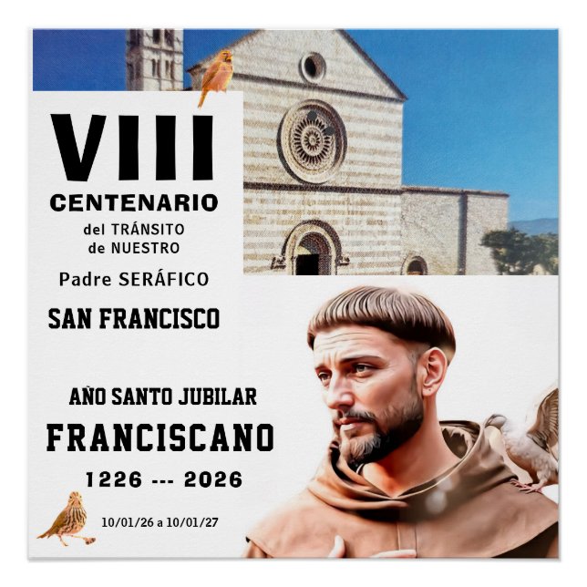 Póster Cartaz Glossy de São Francisco de Assis (Frente)