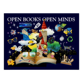 Póster Cartaz Glossy Livros Abertos Escola