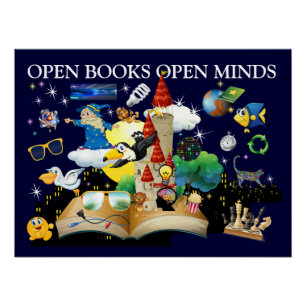 Póster Cartaz Glossy Livros Abertos Escola