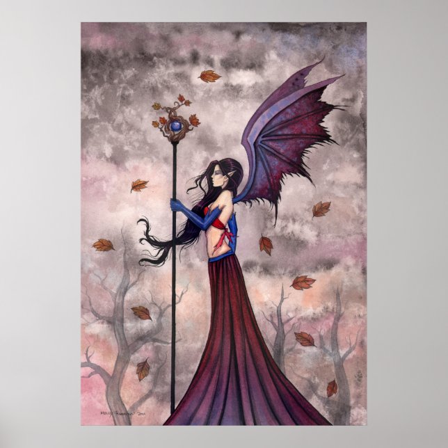 Póster Cartaz Gótico de Fada Vampira do Coração de Outono (Frente)