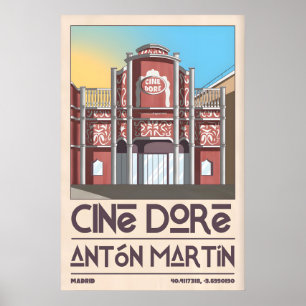 Poster Cartaz Gráfico Cine Doré Madrid Fachada de Cinema,