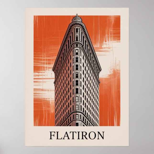 Poster Cartaz Gráfico Laranja do Edifício Flatiron (Frente)