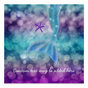 Póster Cartaz Grande de Cauda de Sereia Enfeitiçado Sob o