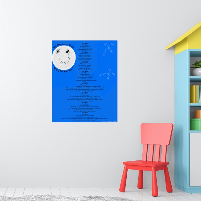 Póster Cartaz Grande Poema Infantil Diversão Estrelas Lua (Berçário 1)