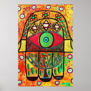 Póster Cartaz Hamsa da Árvore da Vida