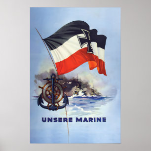 Poster Cartaz Imperial Alemão WWI Nossa marinha Primeira 
