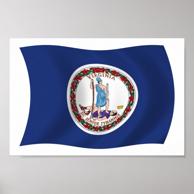 Póster Cartaz Impresso da Bandeira da Virgínia (Frente)
